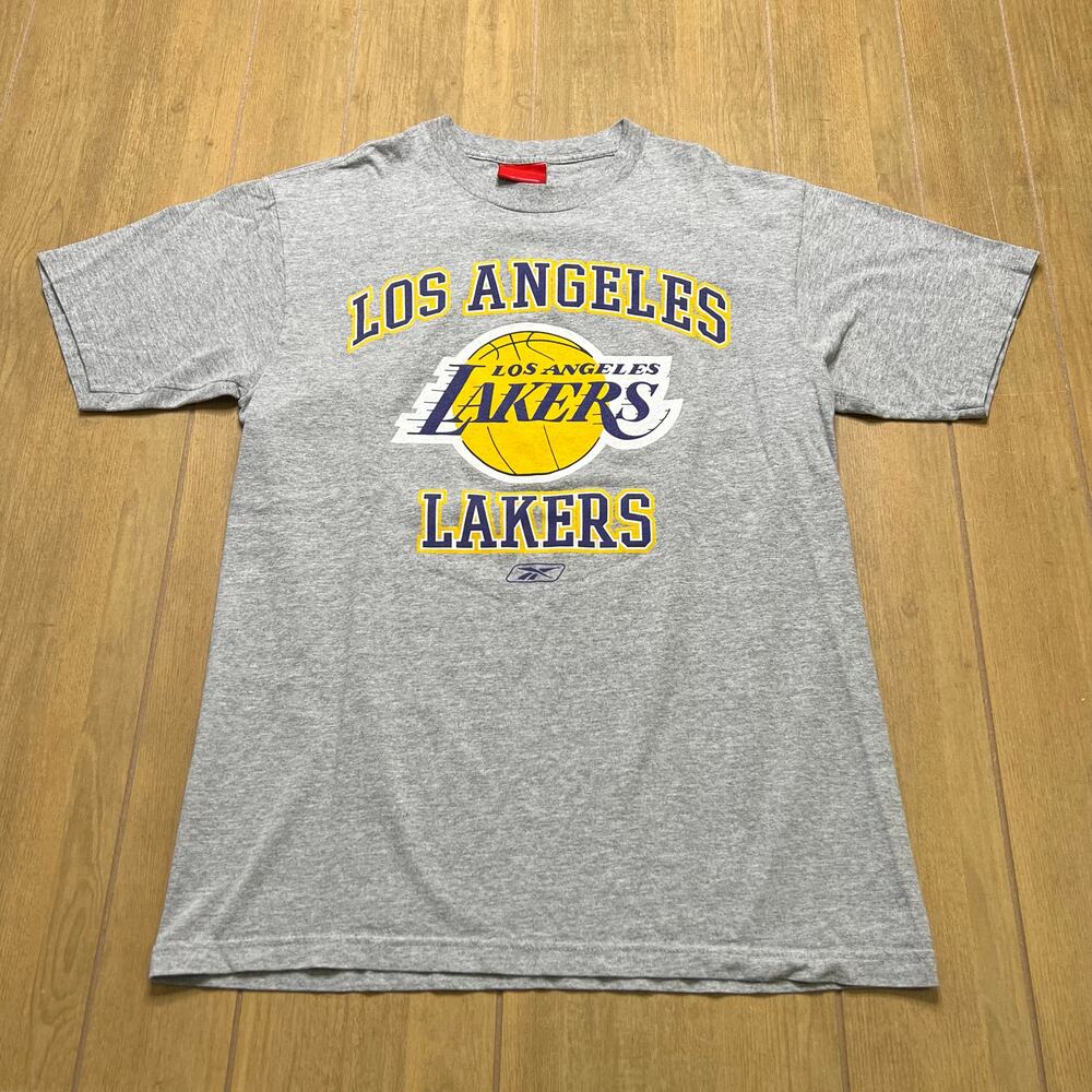 Vintage Los Angeles LA Lakers NBA T Shirt Size M Reebok Y2K Gray/Yellow